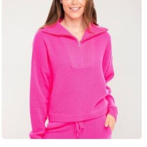 Filoro Cashmere Stella Zip Sweater - Hot Pink
